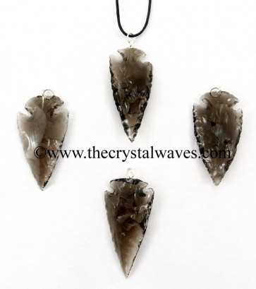 Smoky Obsidian 1.50" - 2" Arrowhead Pendants