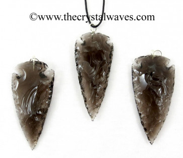 Smoky Obsidian 2" - 2.50" Arrowhead Pendants