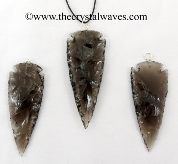 Smoky Obsidian 2.50" - 3" Arrowhead Pendants