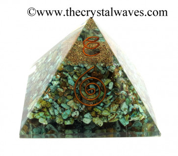Turquoise Natural Chips Orgone Pyramids With Copper Wrrapped Crystal Point