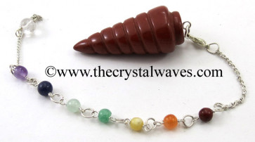 Red Jasper Spiral Pendulum With Chakra Chain