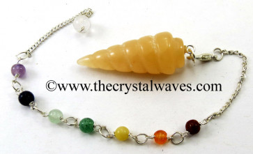 Yellow Aventurine Spiral Pendulum With Chakra Chain