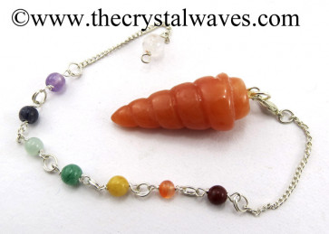 Red Aventurine Spiral Pendulum With Chakra Chain