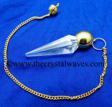 Crystal Quartz AA Grade Faceted Gold Modular Pendulum