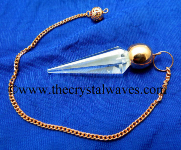 Crystal Quartz AA Grade Faceted Copper Modular Pendulum