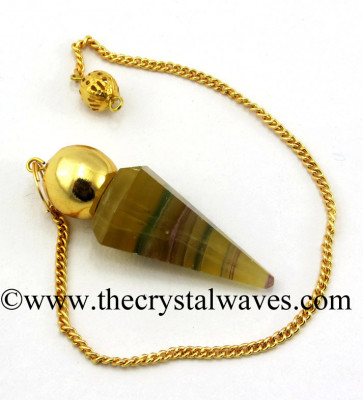 Fluorite Faceted Gold Modular Pendulum