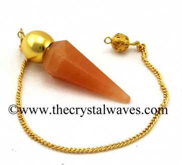 Red Aventurine Faceted Gold Modular Pendulum