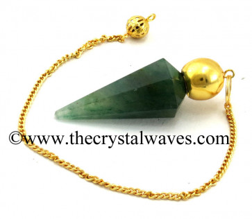 Green Aventurine (Dark) Faceted Gold Modular Pendulum