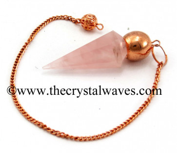 Rose Quartz Good Color Faceted Copper Modular Pendulum