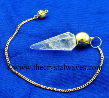 Crystal Quartz B Grade Faceted Gold Modular Pendulum