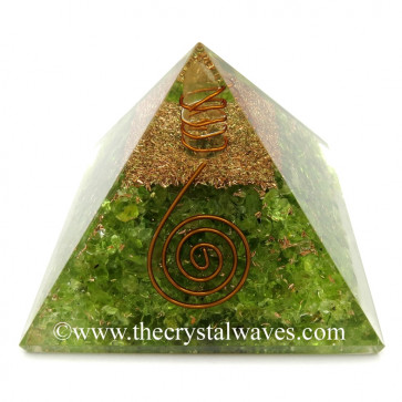 Peridot Chips Orgone Pyramids With Copper Wrrapped Crystal Point