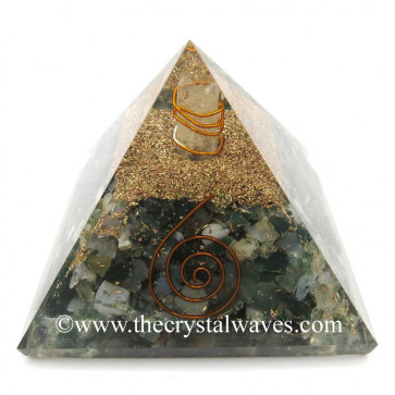 Moss Agate Chips Orgone Pyramids With Copper Wrrapped Crystal Point