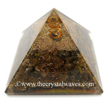 Tiger Eye Agate Chips Orgone Pyramids With Copper Wrrapped Crystal Point