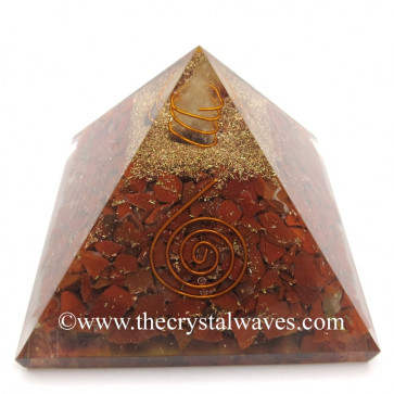 Red Jasper Chips Orgone Pyramids With Copper Wrrapped Crystal Point