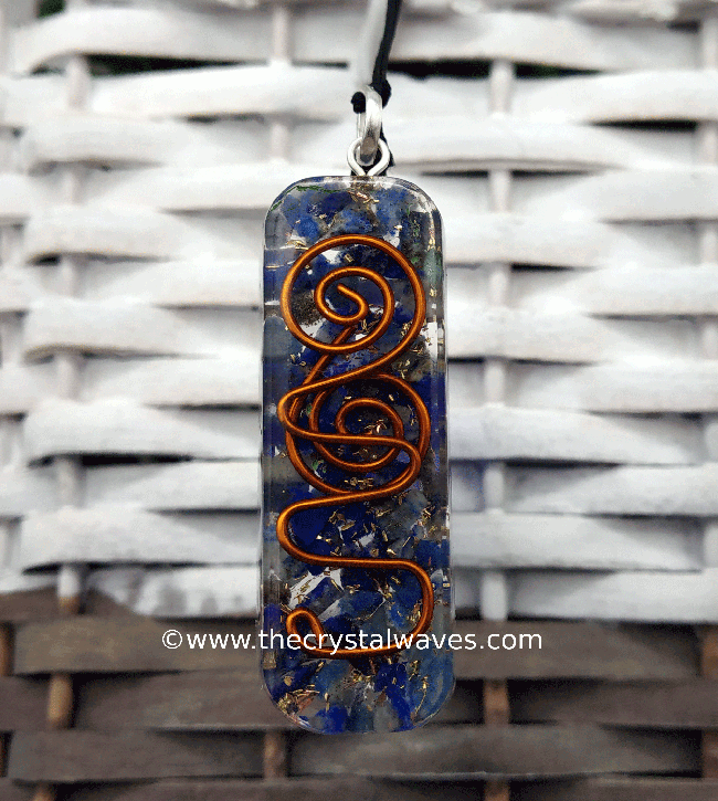 Orgone healing crystal pendant ~ natural mixed gemstone chips ~ copper spiral 