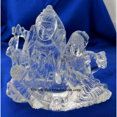 Exclusive Crystal Quartz / Sfatik Hand Carved   Shiva Parivar /Family
