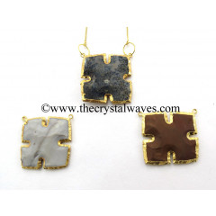 Agate Arrowhead Square Double Drill Gold Electroplated Pendant