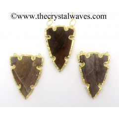 Agate Double Drill 6 Notch Arrowhead Gold Electroplated Pendants