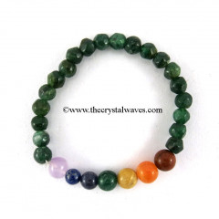 Green Aventurine Faceted Drum polished Round Beads  Chakra Bracelet