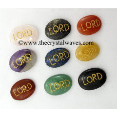 Mix Assorted Gemstones Lord Engraved Oval Cabochon 