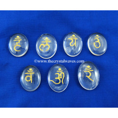 Crystal Quartz Oval Sanskrit Chakra Set