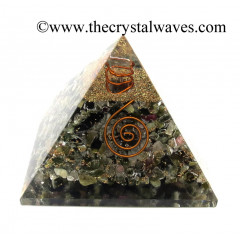 Multi Tourmaline Chips Orgone Pyramids With Copper Wrrapped Crystal Point
