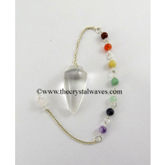 Crystal Quartz Smooth Pendulum With Chakra Chain