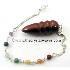 Red Tiger Eye Agate Egyptian Style Pendulum With Chakra Chain