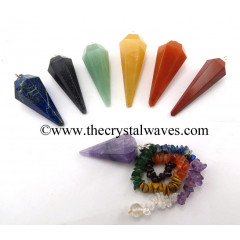 Faceted Pendulum Chakra Set With Chakra Chips Chain