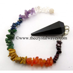 Black Tourmaline Faceted Pendulum With Chakra Chips Chain