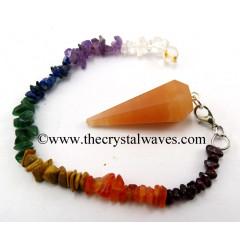 Red Aventurine Faceted Pendulum With Chakra Chips Chain