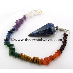 Lapis Lazuli Faceted Pendulum With Chakra Chips Chain