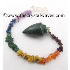 Moss Agate Smooth Pendulum With Chakra Chips Chain