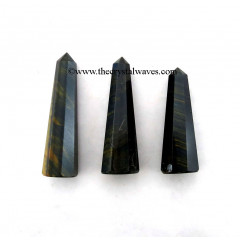 Blue / Black Tiger Eye Agate 1.5 to 2 Inch Pencil 6 to 8 Facets