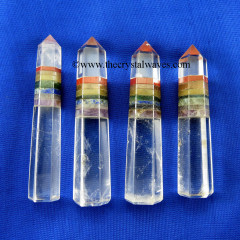 Crystal Quartz 7 Chakra Bonded 2" to 3" Pencil 6 to 8 Facets
