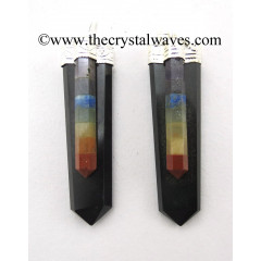 Black Tourmaline Flat Pencil w/ Chakra Pencil Pendant