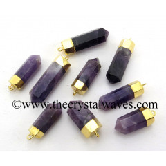 Amethyst Gold Electroplated Pencil Pendant
