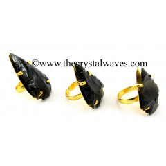 Black Obsidian  Arrowhead Adjustable Rings