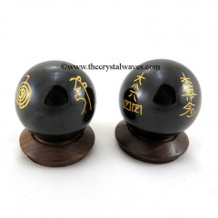 Black Agate Usui Reiki Ball / Sphere