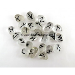 Crystal Quartz Tumbled Rune Sets With Black Writing
