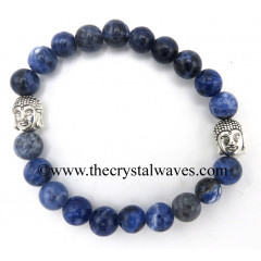 Sodalite 8 mm Round Beads Bracelet With Buddha Charms