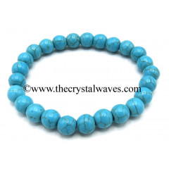 Turquoise With Matrix Manmade 8 mm Round Beads Bracelet