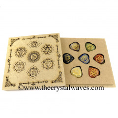Chakra Symbols Engraved Engraved Flat Wooden Box With Gemstone Pub Heart Engraved Chakra Set 