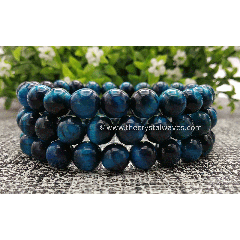 Turquoise Blue Star Tiger Cats Eye 8mm Round Beads Bracelet