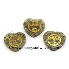 Labradorite Chips With Tree Of Life Symbols Heart Shape Orgone Pendant