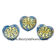 Turquoise Manmade Chips With Yantra Symbols Heart Shape Orgone Pendant