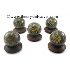 Labradorite Chips Orgone Ball Sphere With Mix Assorted Symbol