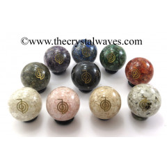Mix Assorted Gemstone Chips Orgone Ball Sphere With Cho Ku Rei Symbol