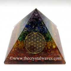 Chakra Natural Layered Chips Chips Orgone Pyramids With Flower Of Life & Copper Wrrapped Crystal Point