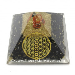 Shungite Chips Orgone Pyramid With Flower Of Life With Chakra Symbol